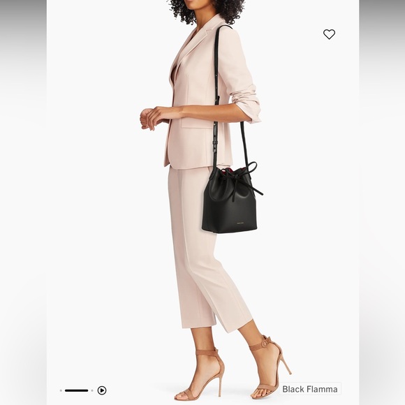 Mansur Gavriel mini leather bucket bag - Black Leather with red interior - Picture 3 of 15